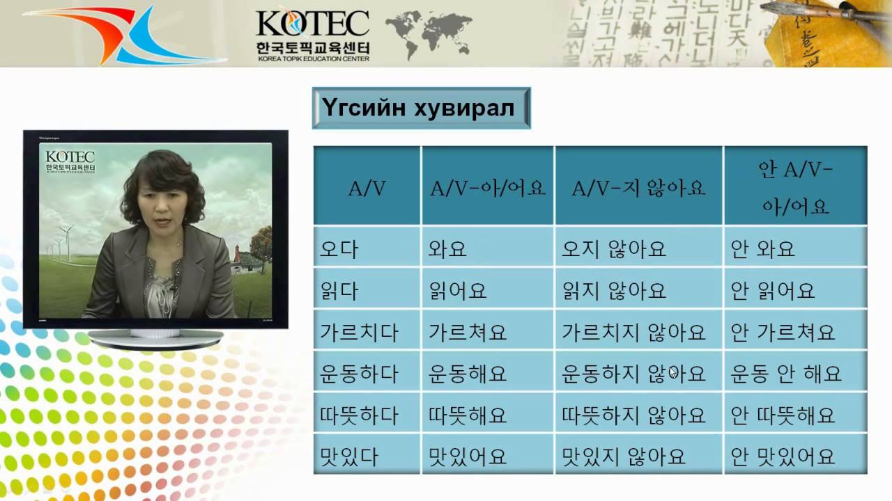 Солонгос хэлний хичээл Korean Language for Mongolian 9